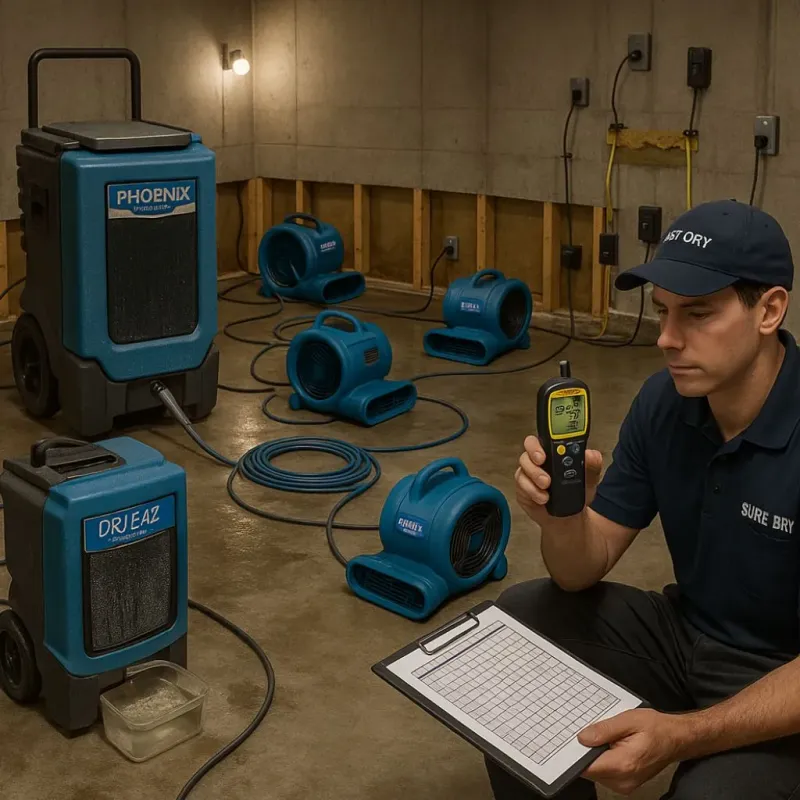 Structural Drying and Dehumidification process in Ontario, NY